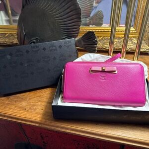 MCM Pink Wallet with Gold Accents